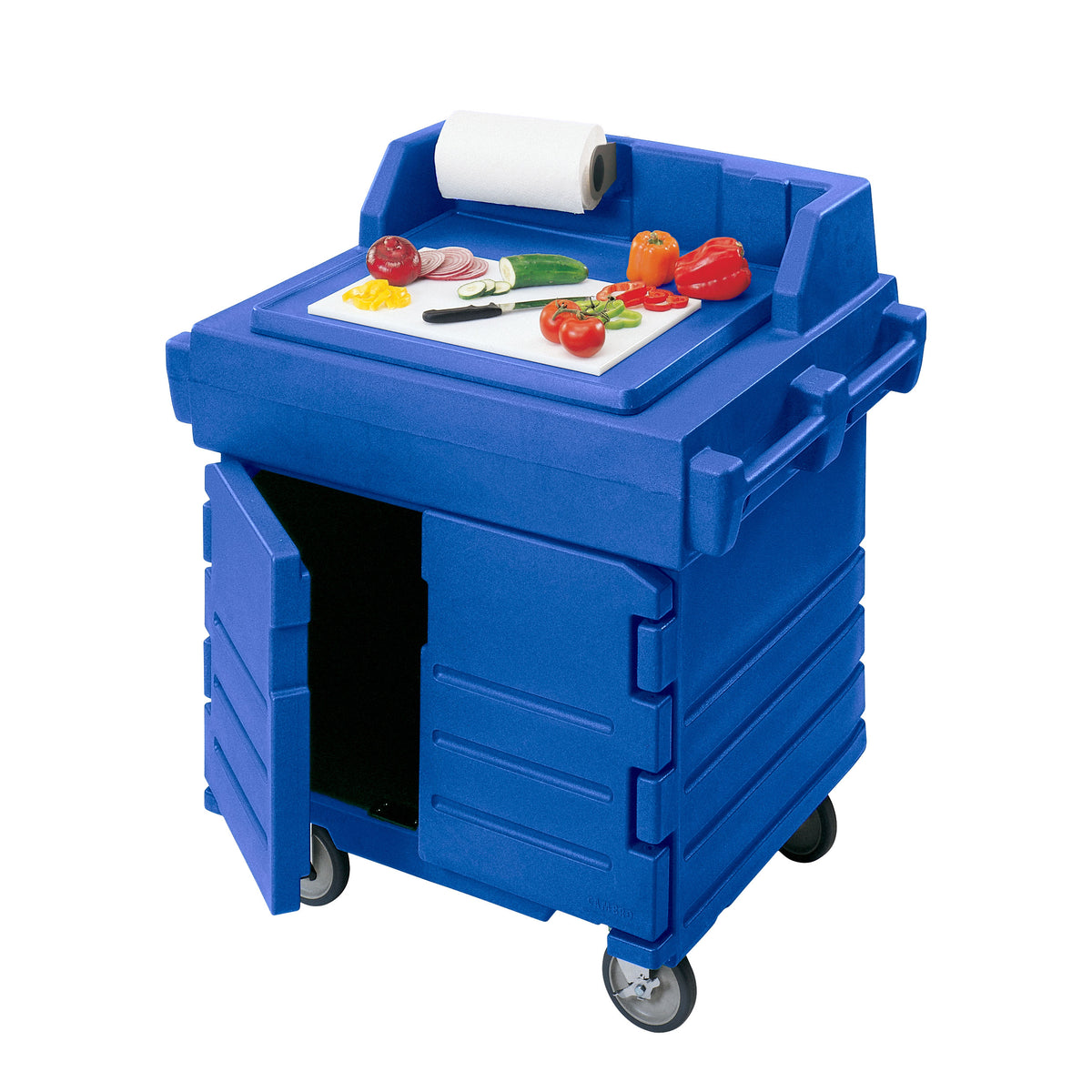 Cambro KWS40186 Mobile Modular CamKiosk Counter/Work Station, Navy Blue, Enclosed Base w/ Storage