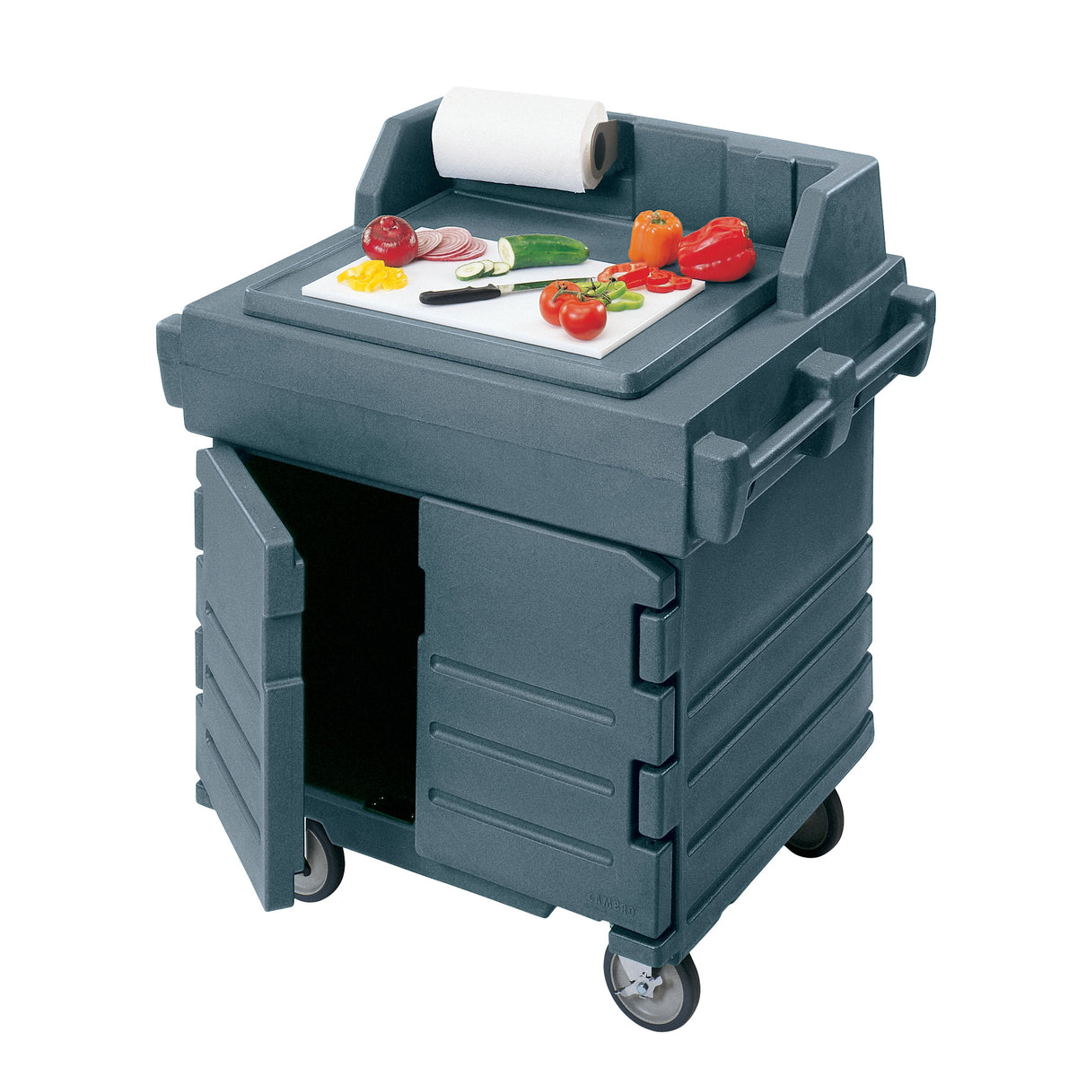 Cambro KWS40191 Mobile Modular CamKiosk Counter/Work Station, Granite Gray, Enclosed Base w/ Storage