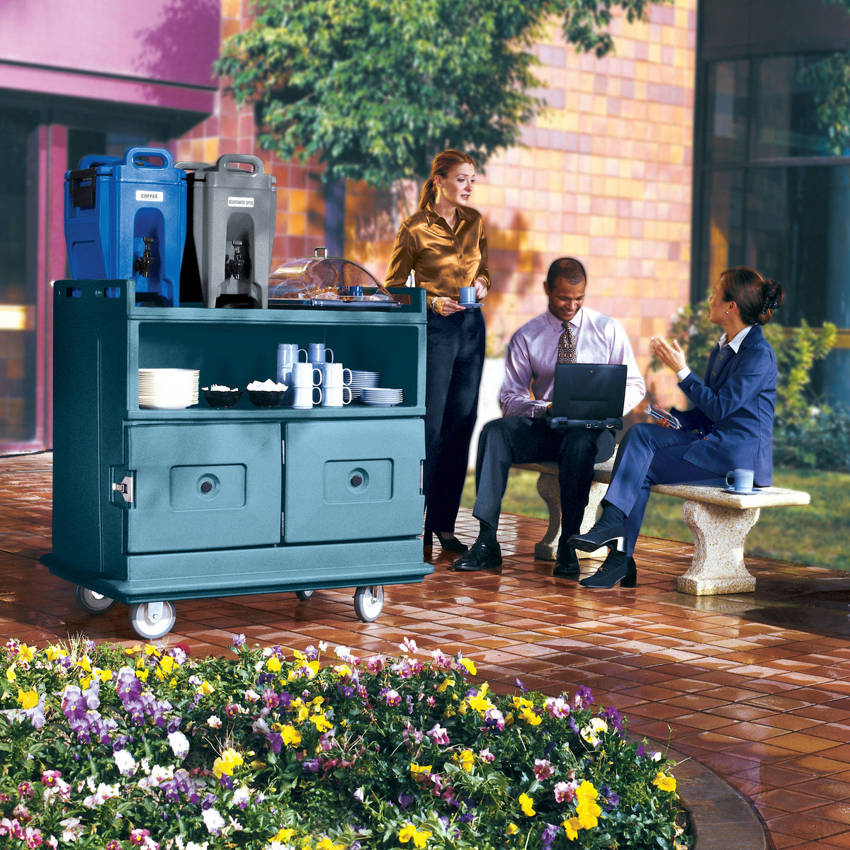 Cambro MDC24F401 Beverage Service Cart, 44.5L x 30W x 44H, Polyethylene, Slate Blue, Insulated Compartments