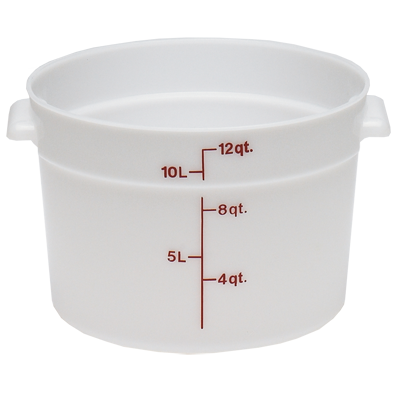 Cambro RFS12148 Round Container, 12 Qt 7-12 Qt, 14-7/8" Dia x 8-3/8" H, Natural White Poly, NSF — Case of 6 pieces