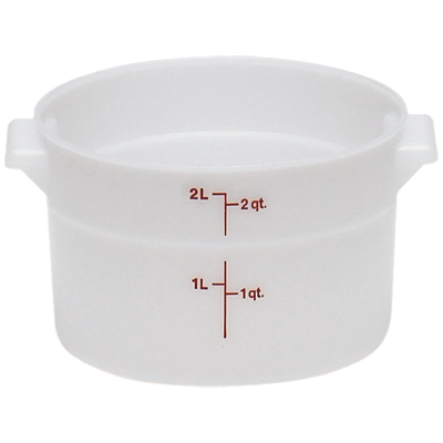Cambro RFS2148 2-Qt Storage Container, 8-3/16" Dia x 4-3/16" H, Natural White Polyethylene, No Lid — Case of 12 pieces
