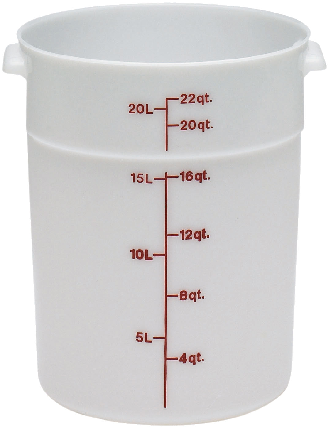 Cambro RFS22148 Round Container, 22 Qt 14-7/8" Dia x 15" H Natural White Polyethylene, Only — Case of 6 pieces