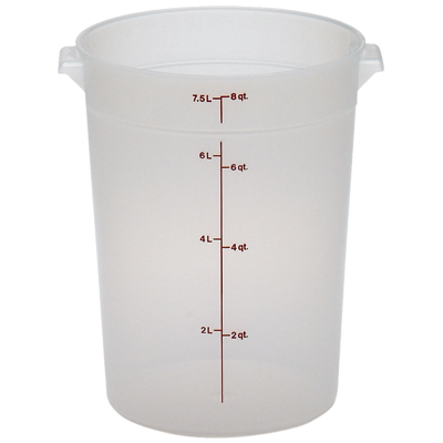 Cambro RFS8PP190 - Round 8-Quart Storage Container, 9-15/16" Dia x 10-7/8" H, PP, NSF, No Lid — Case of 12 pieces