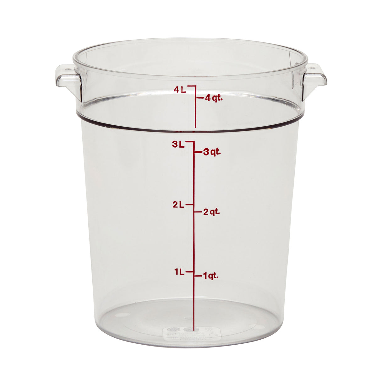 Cambro RFSCW4135 4-Qt Round, 8-3/16" Dia. x 8-9/16" H, Clear Polycarbonate, NSF, -40°F-210°F — Case of 12 pieces