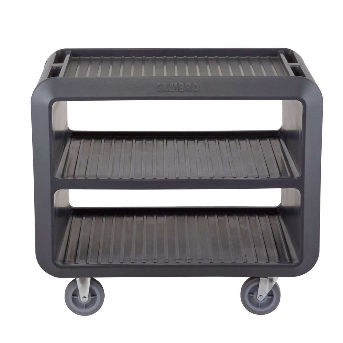 Cambro SC337615 Charcoal Gray Polyethylene Beverage / Service Cart Pro w/ 3 Shelves