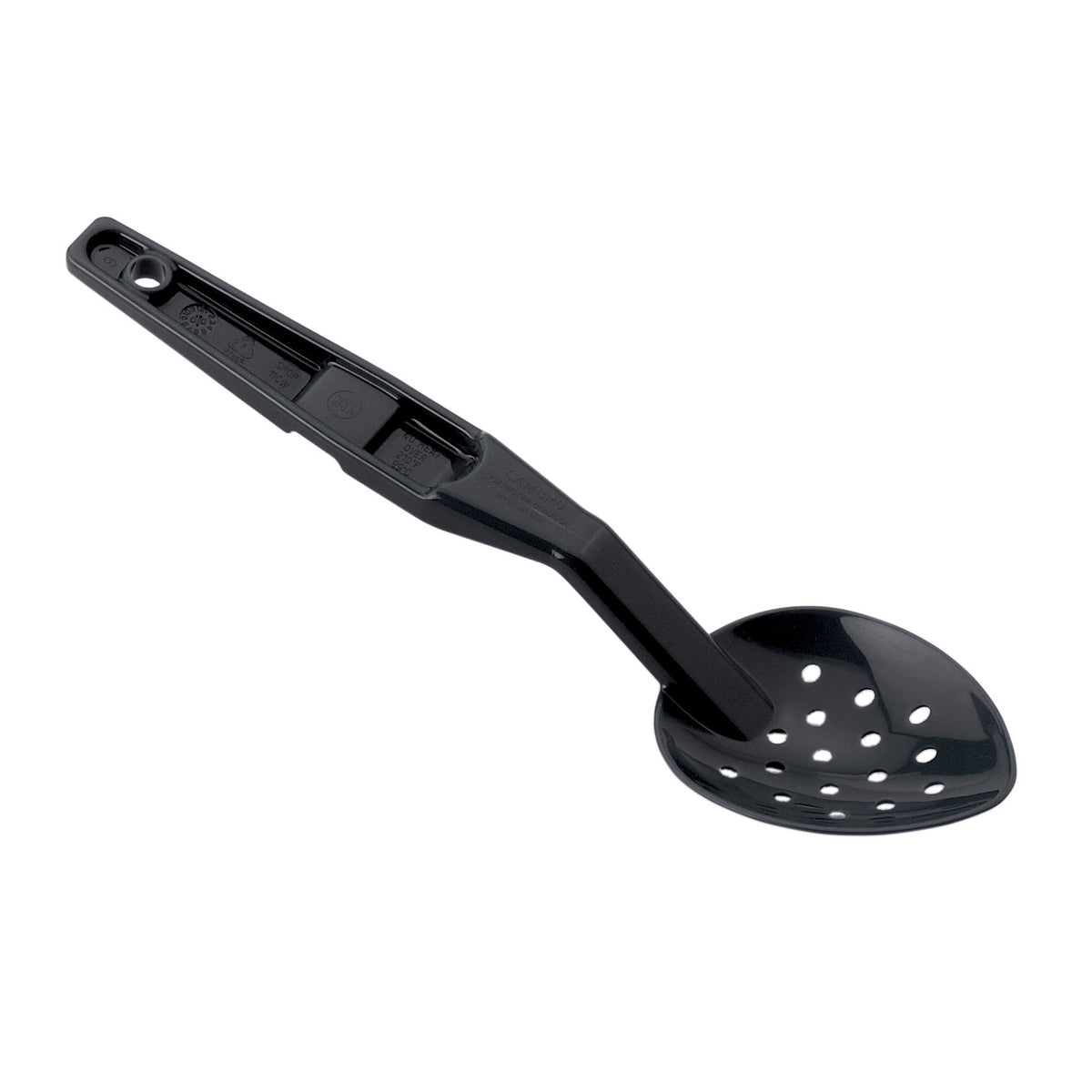 Cambro SPOP11CW110 - 11" Black Poly Spoon, Perforated, Notched, Dishwasher Safe, NSF — Case of 12 pieces