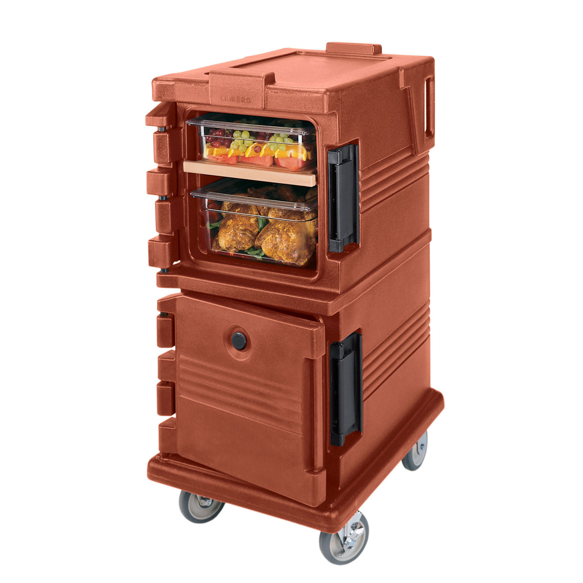 Cambro UPC600402 Ultra Camcart Front Loading Brick Red Insulated Food Pan Carrier w/ 8 Pan Capacity