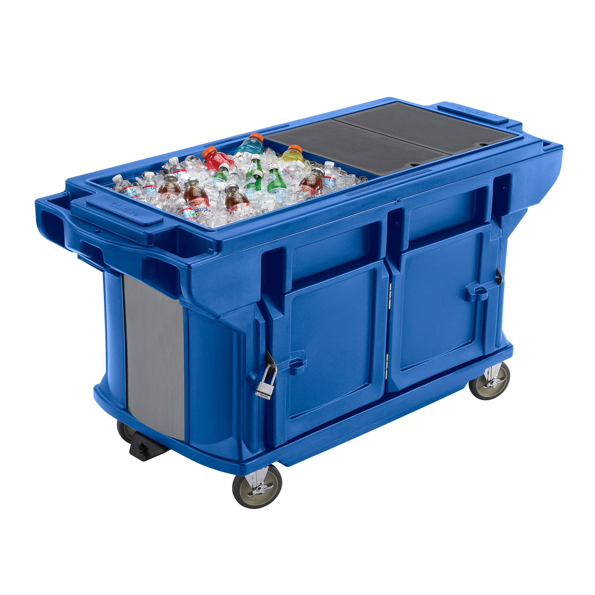 Cambro VBRUT5186 Versa Food Bar Work Table, Navy Blue, 5 ft. unit, (4) Pan