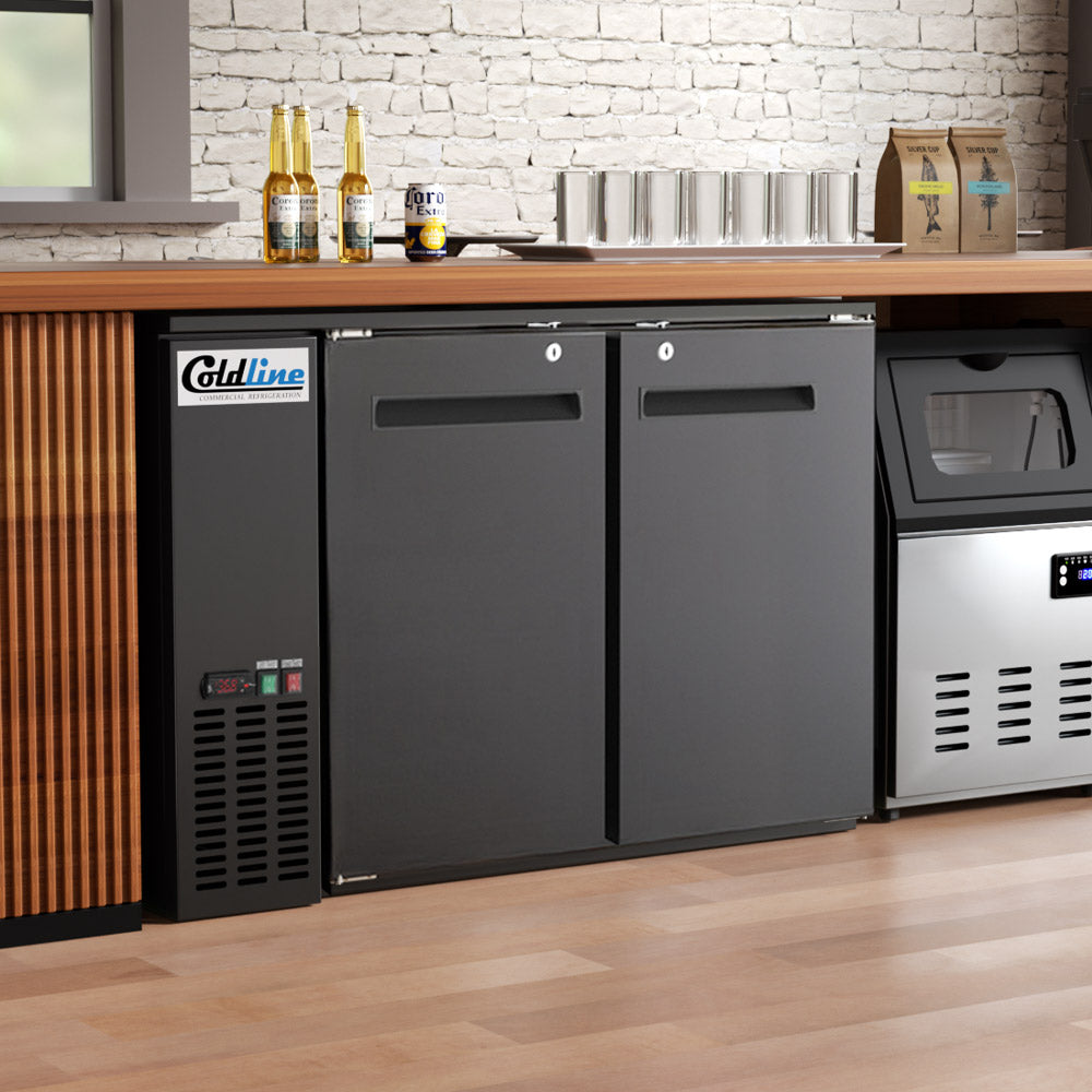 Coldline CBB-48-T 48" Underbar Height Swing Solid Door Back Bar Cooler, Black