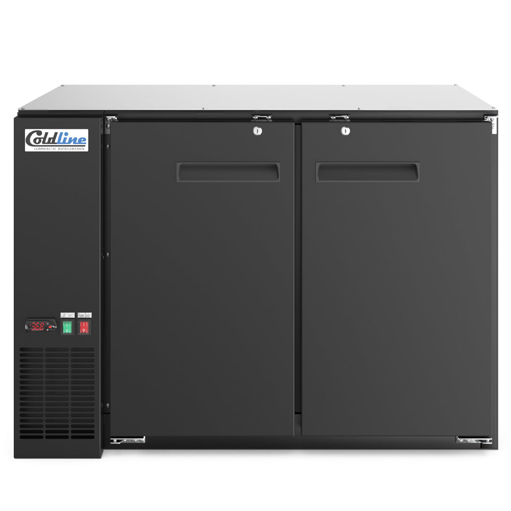 Coldline CBB-48-T 48" Underbar Height Swing Solid Door Back Bar Cooler, Black