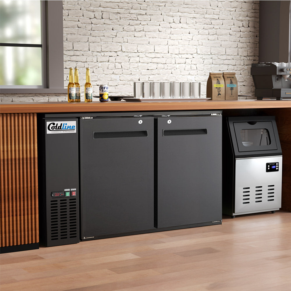 Coldline CBB-60-T 60" Underbar Height Swing Solid Door Back Bar Cooler, Black