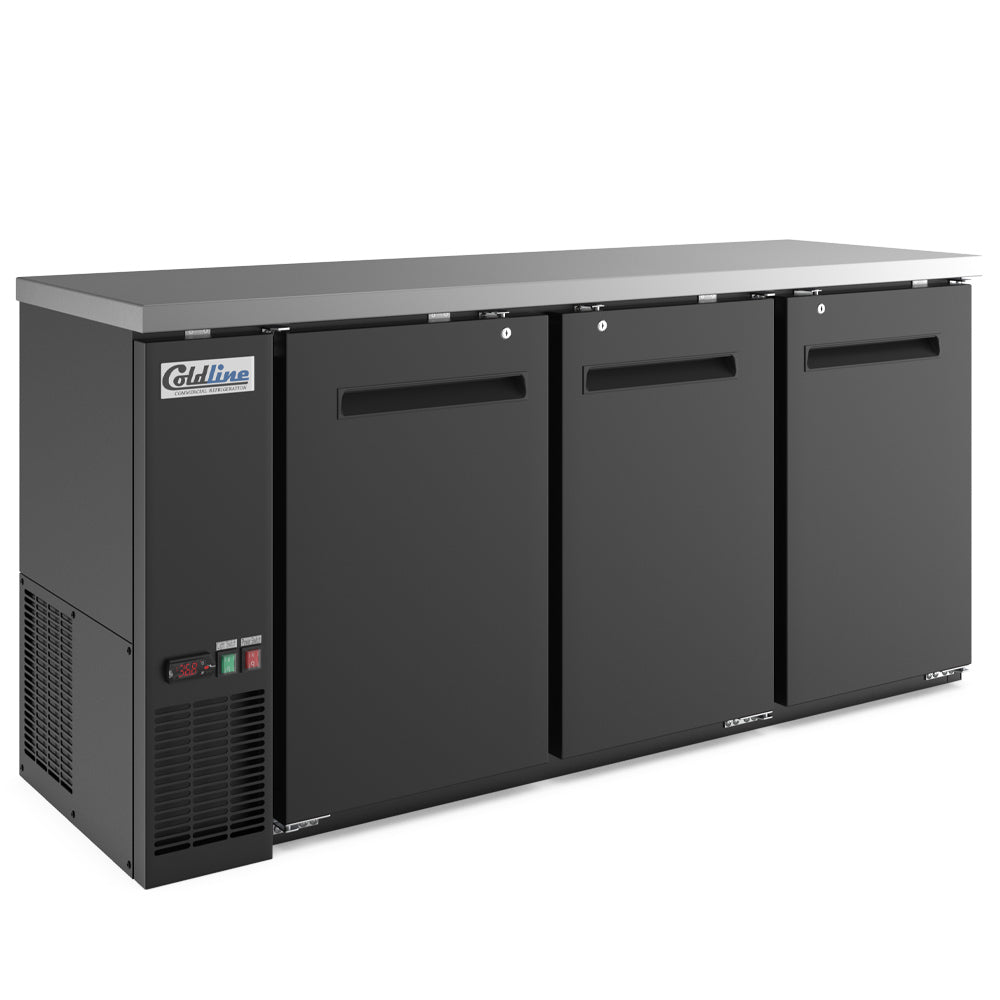 Coldline WBB-72 back bar wine cooler, angled front view