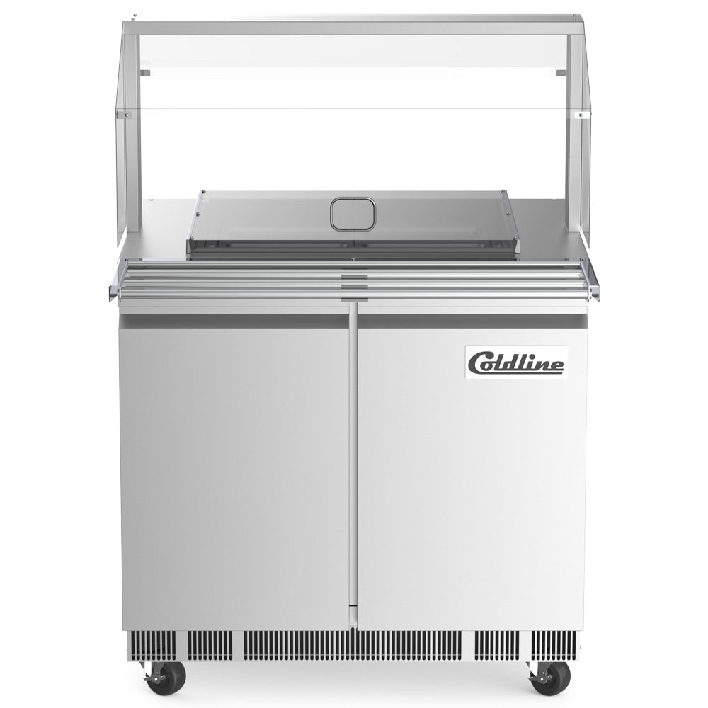 Coldline CBT-36-CSG refrigerated salad bar buffet table, front view, doors closed