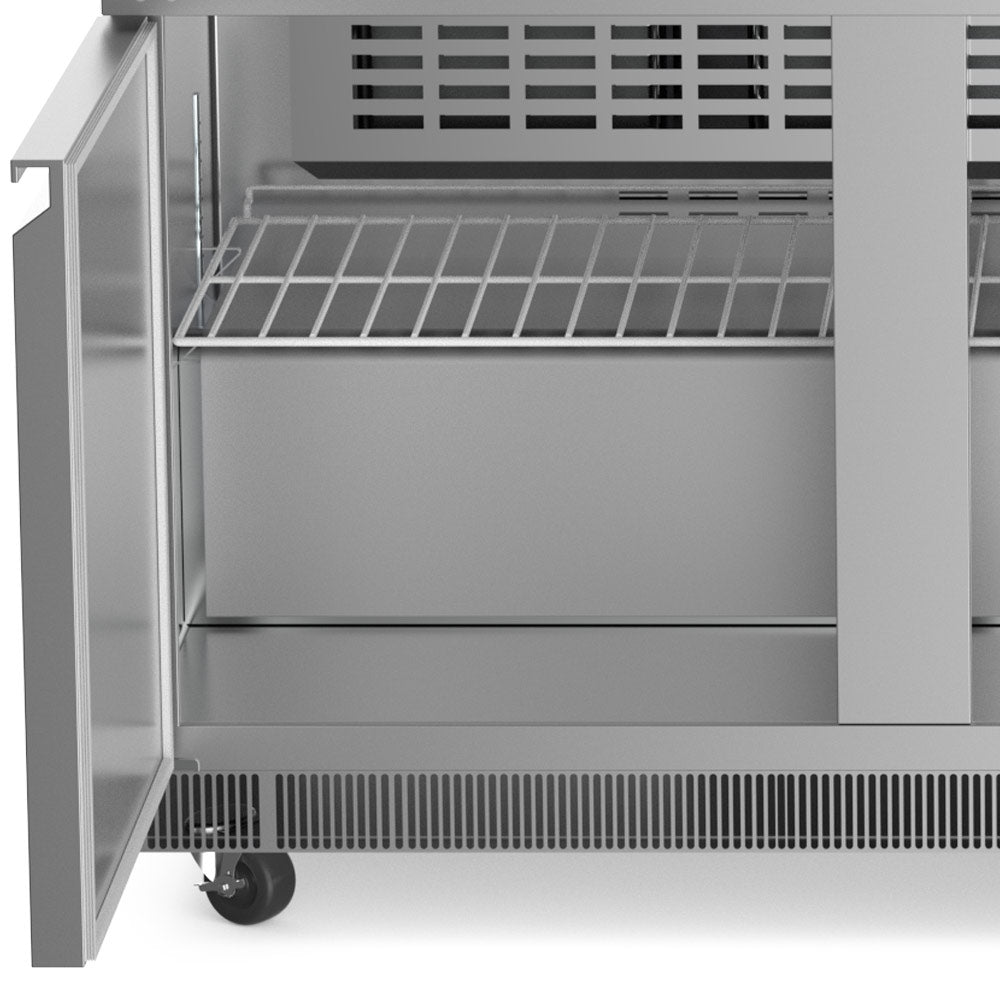 Coldline CBT48-SG 48" Refrigerated Employee Service Salad Bar with Cutting Board and Angled Sneeze Guard
