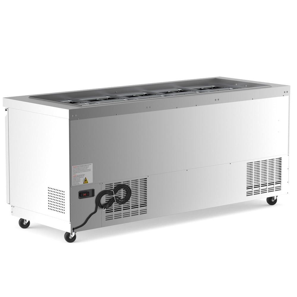 Coldline CBT-72 refrigerated salad bar buffet table, rear angled view with power cord