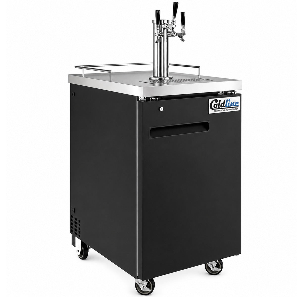Coldline CDD-1-3T 24" Black 3 Tap Refrigerated Direct Draw Beer Dispenser
