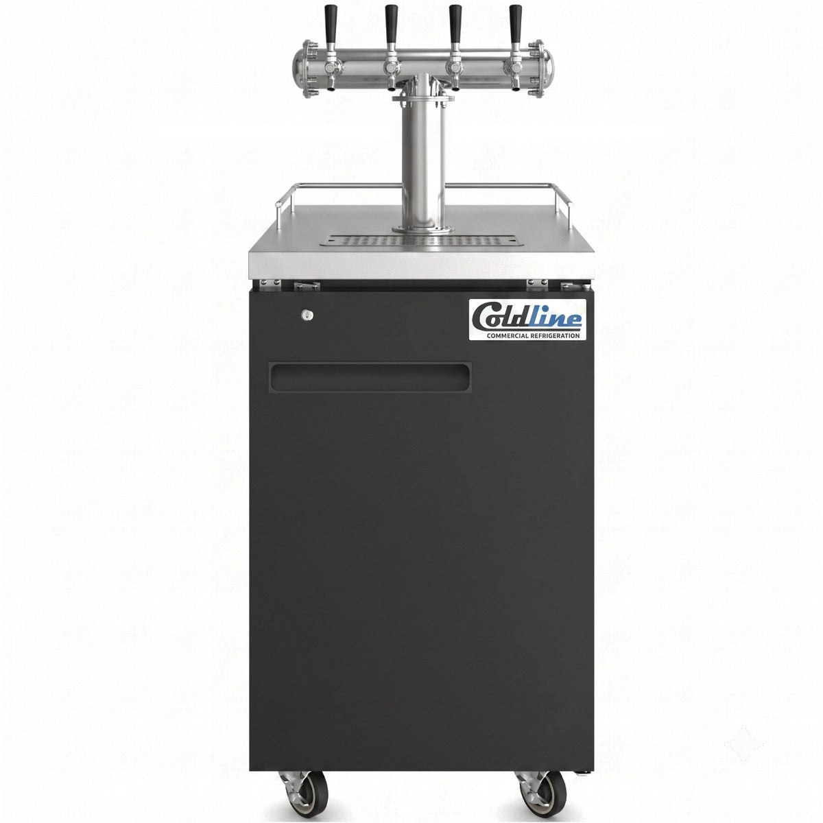 Coldline CDD-1-4T 24" Black 4 Tap Refrigerated Direct Draw Beer Dispenser