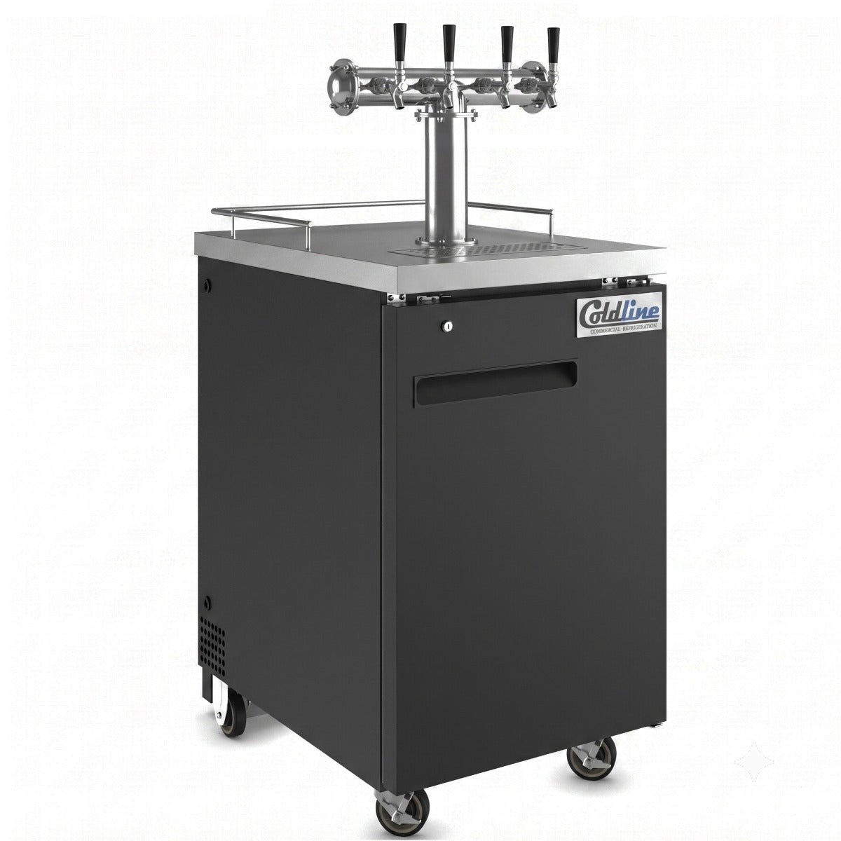 Coldline CDD-1-4T 24" Black 4 Tap Refrigerated Direct Draw Beer Dispenser