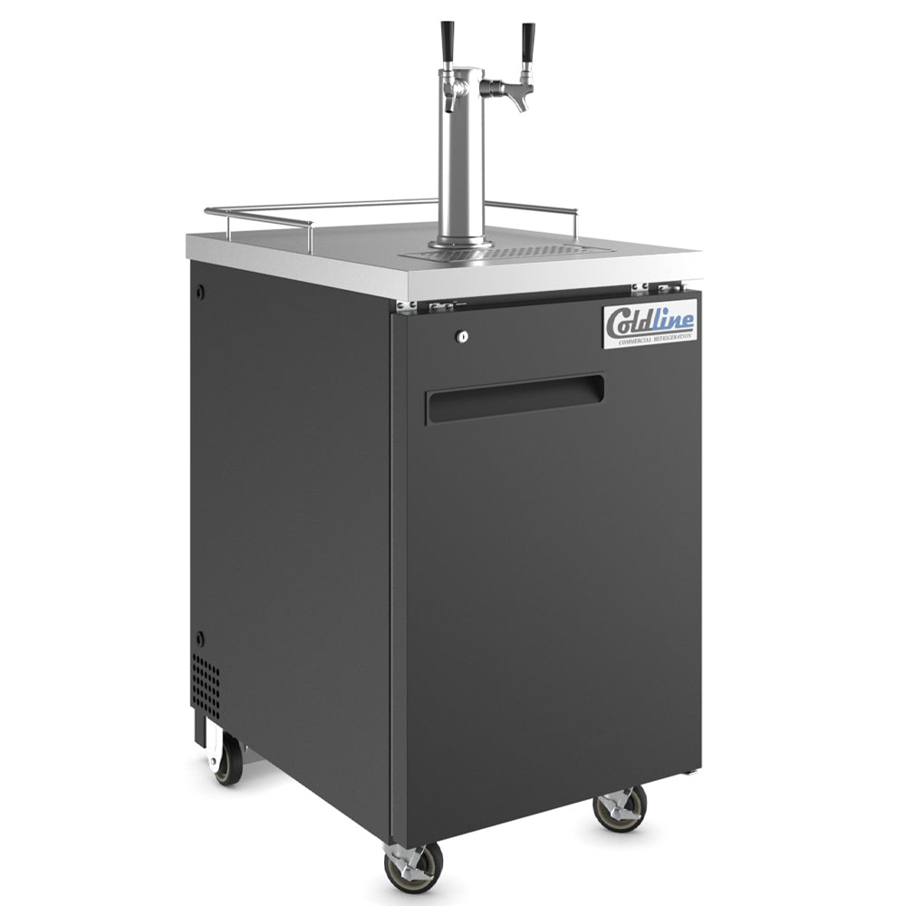 Coldline CDD-1 black direct draw beer dispenser, angled front view