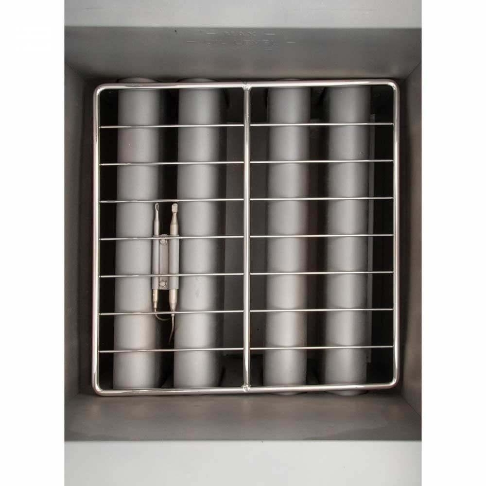 Cookline CF50-LP gas floor fryer, fry pot with burner tubes and crumb rack