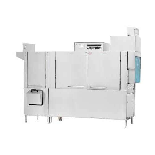 Champion 100 PRO-HR rack conveyor dishwasher with prewash and heat recovery unit, front view