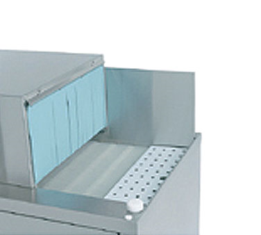 Champion CG24 stainless splash guard on a pass-through glasswasher, close-up