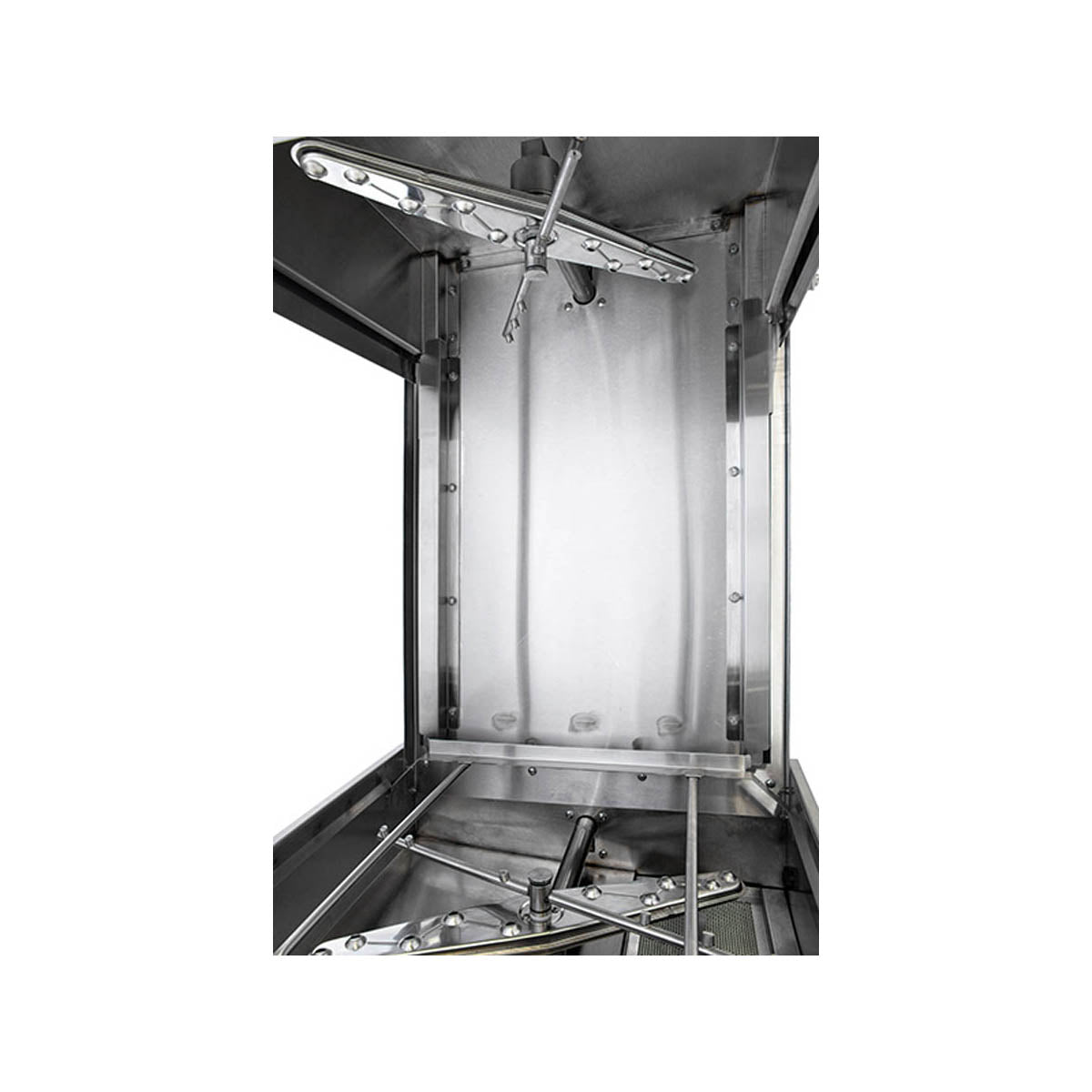 Champion DH-6000T wash chamber with hood raised, view from above