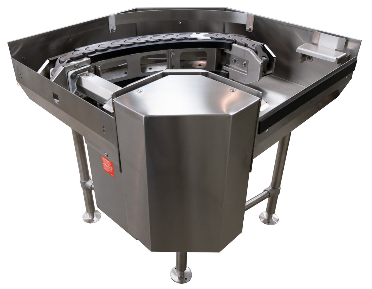 Champion PRO-90B 90 degree corner conveyor table, angle view