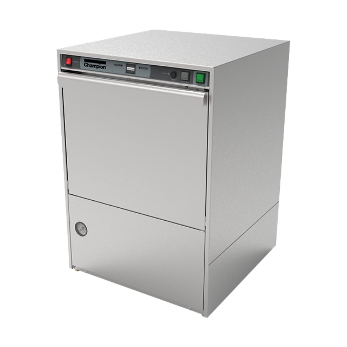 Champion UH140B undercounter dishwasher, front angle view, door closed