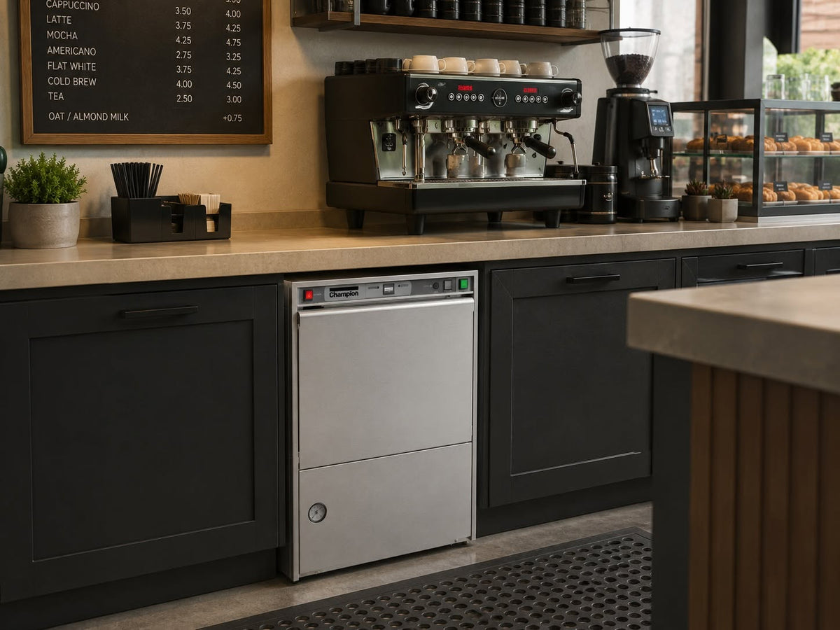 Champion UH140B installed under a coffee bar counter