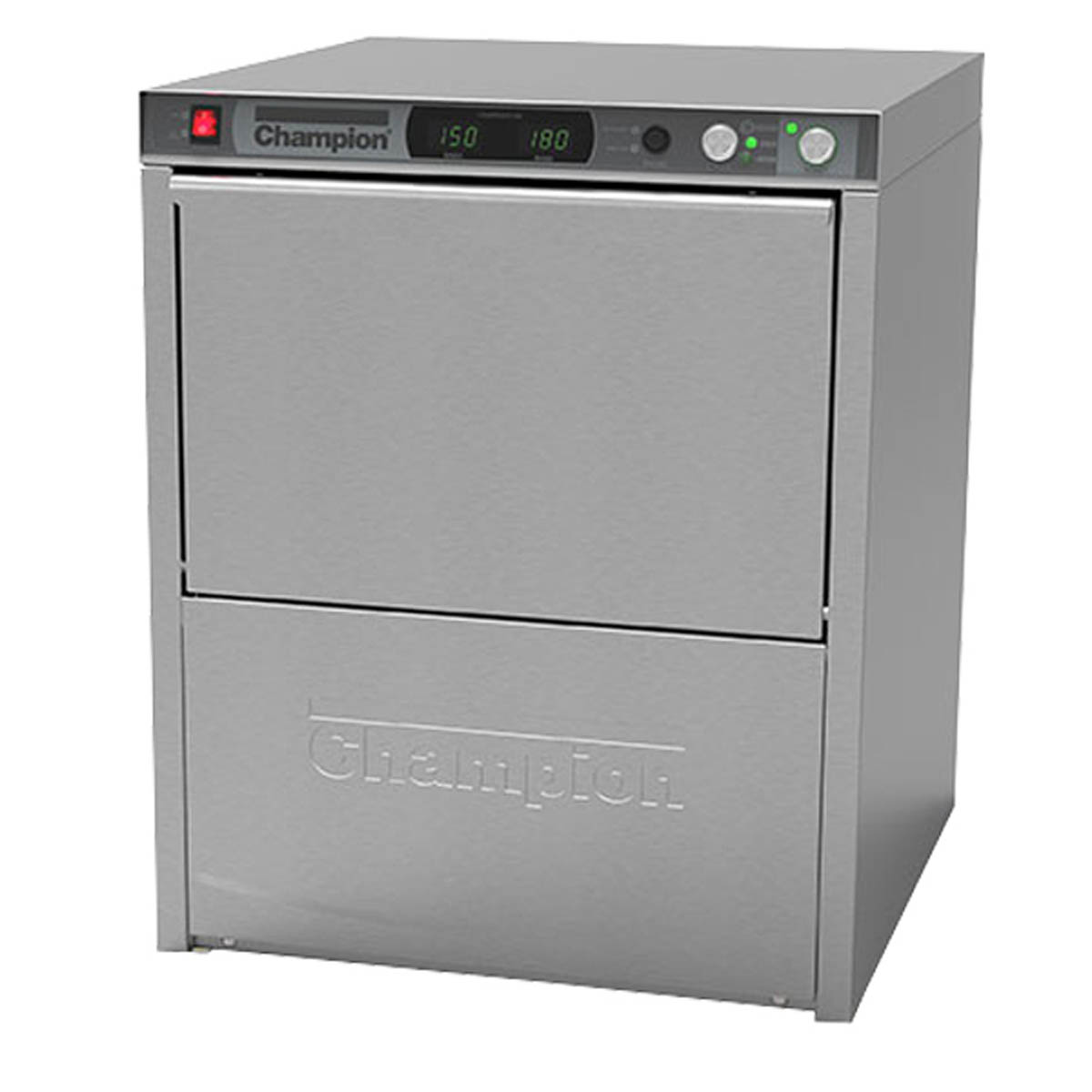 Champion UH330ADA ADA height undercounter dishwasher, front angle view, door closed