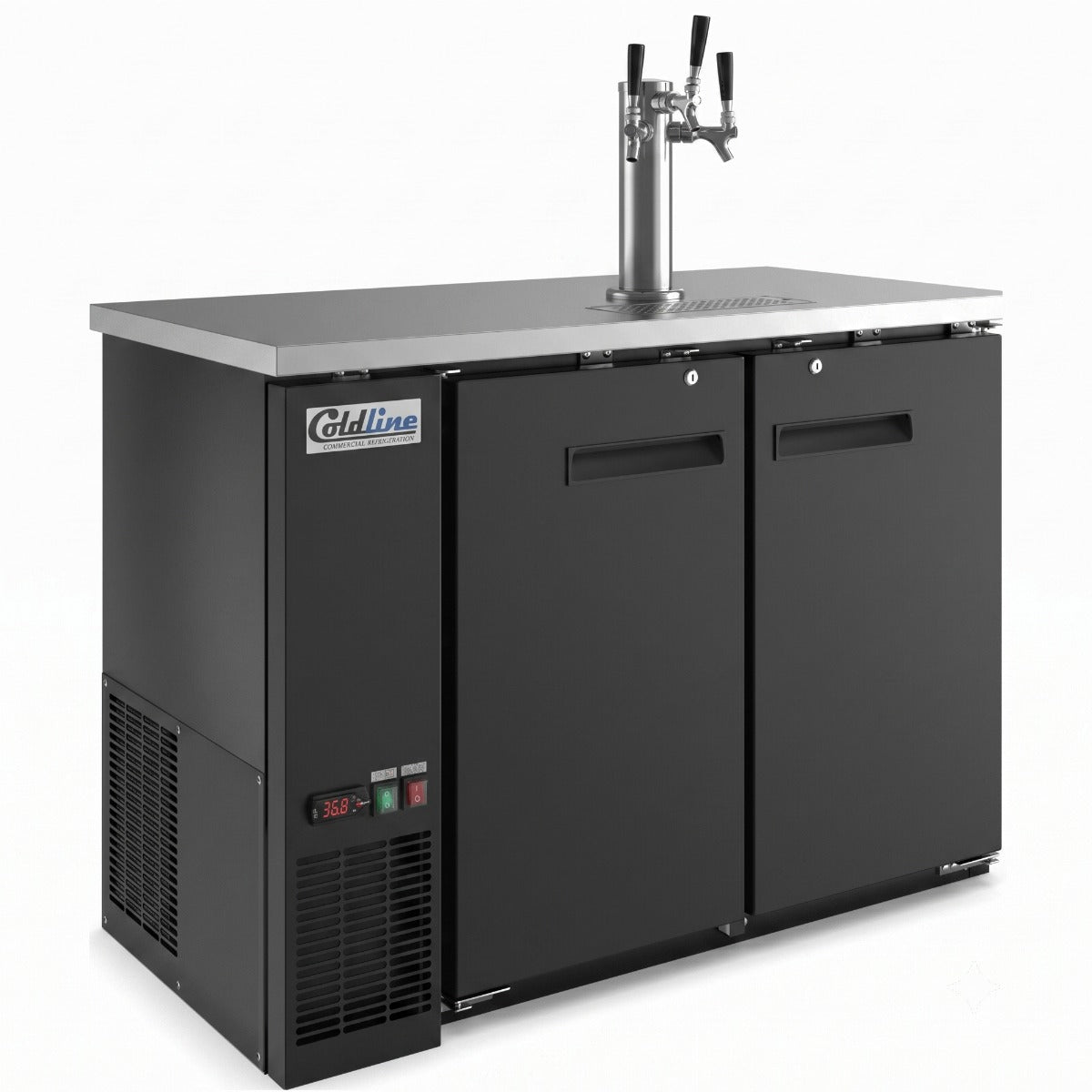 Coldline CDD-48-3T 48" Black 3 Tap Refrigerated Direct Draw Beer Dispenser