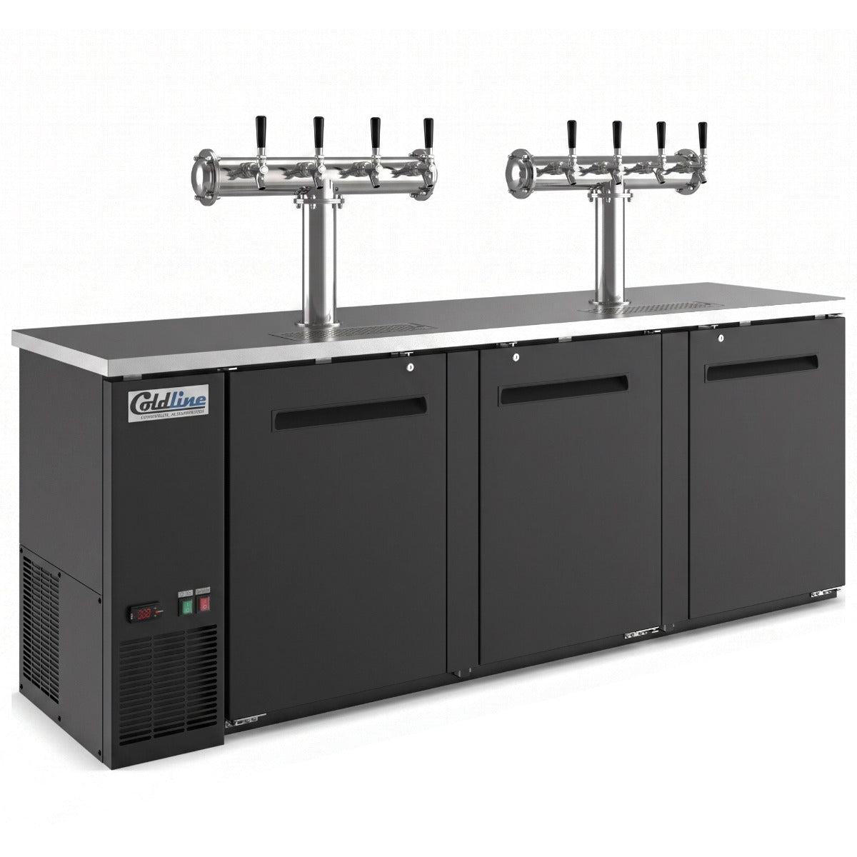 Coldline CDD-4-8T 90" Black 8 Tap Refrigerated Direct Draw Beer Dispenser