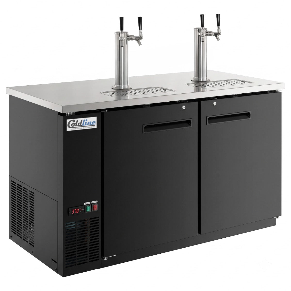 Coldline CDD-60 black direct draw beer dispenser, angled front view
