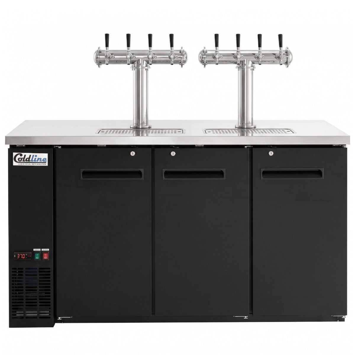 Coldline CDD-72-8T 72" Black 8 Tap Refrigerated Direct Draw Beer Dispenser