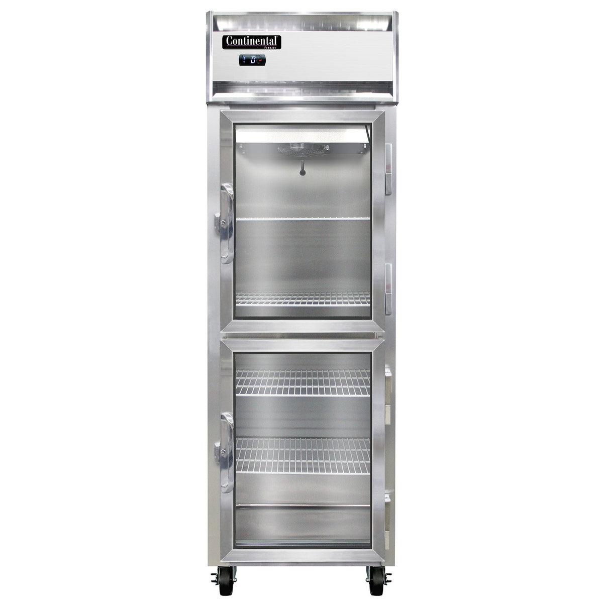 Continental Refrigerator 1FNSSGDHD 26-Inch Reach-In Glass Door Freezer — 2 Doors, Stainless Steel Exterior
