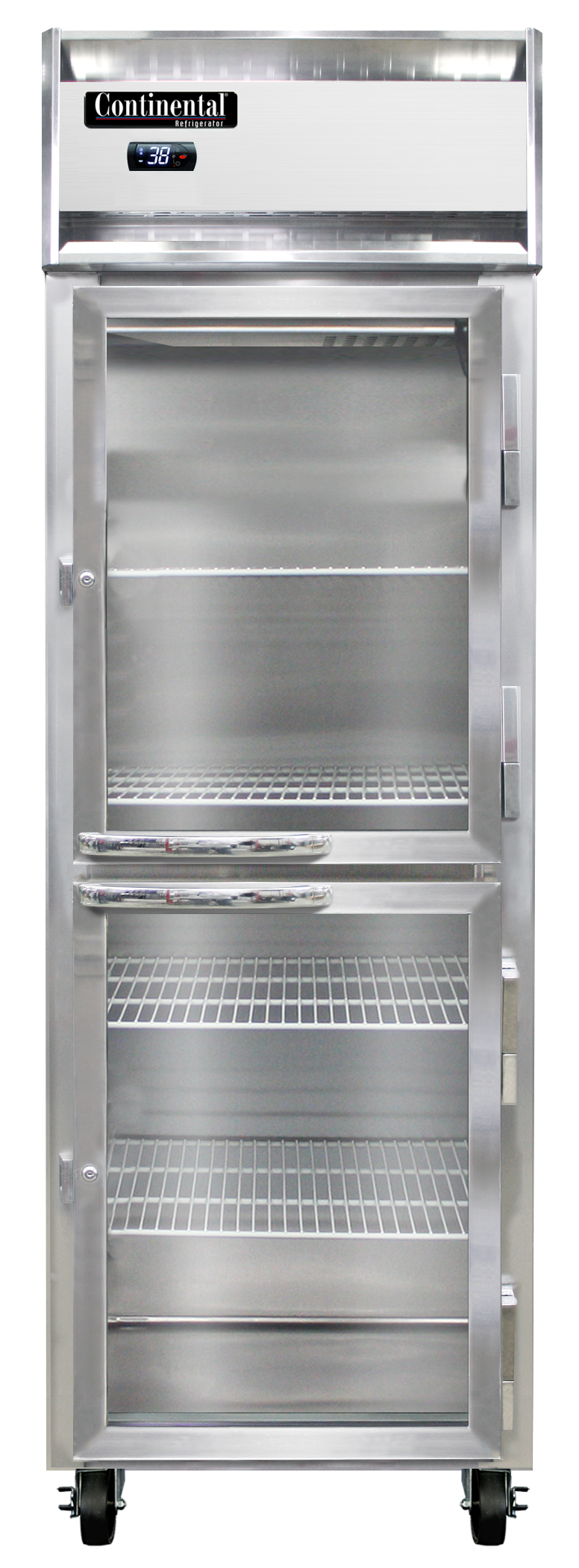 Continental Refrigerator 1RNPTHD-GD-SD 26-Inch Pass-Thru Glass Door Refrigerator — 4 Doors, Stainless Steel Front