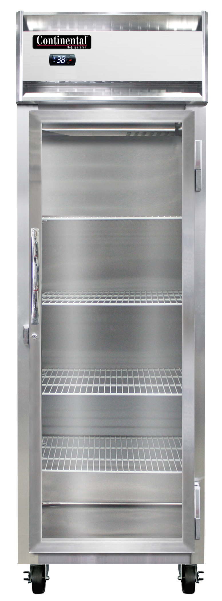 Continental Refrigerator 1RNSAPT-GD-SD 26-Inch Pass-Thru Glass Door Refrigerator — 2 Doors, Stainless Steel Exterior