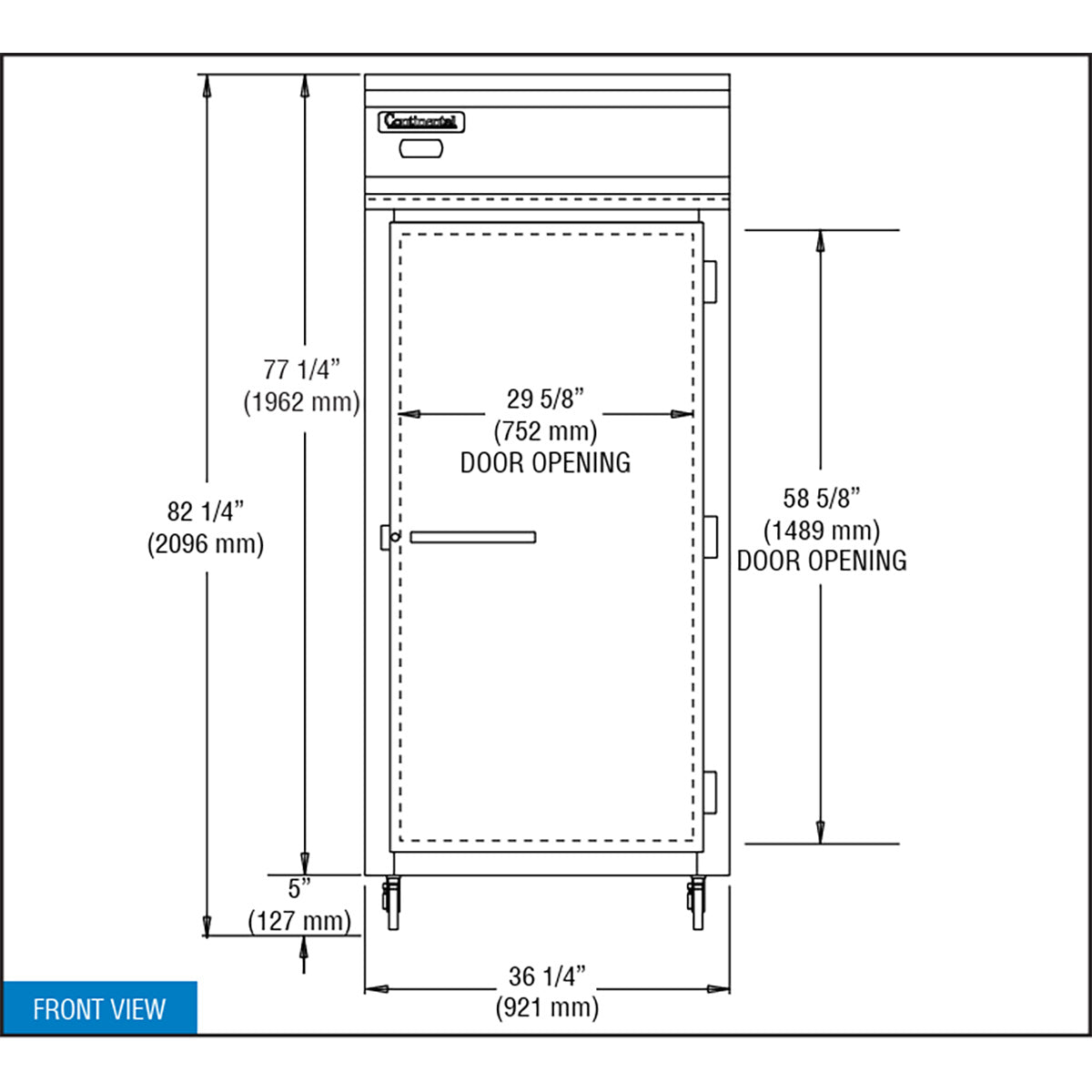 Continental Refrigerator 1RXN 36.25-Inch Reach-In Refrigerator — 1 Doors, Stainless Steel Front