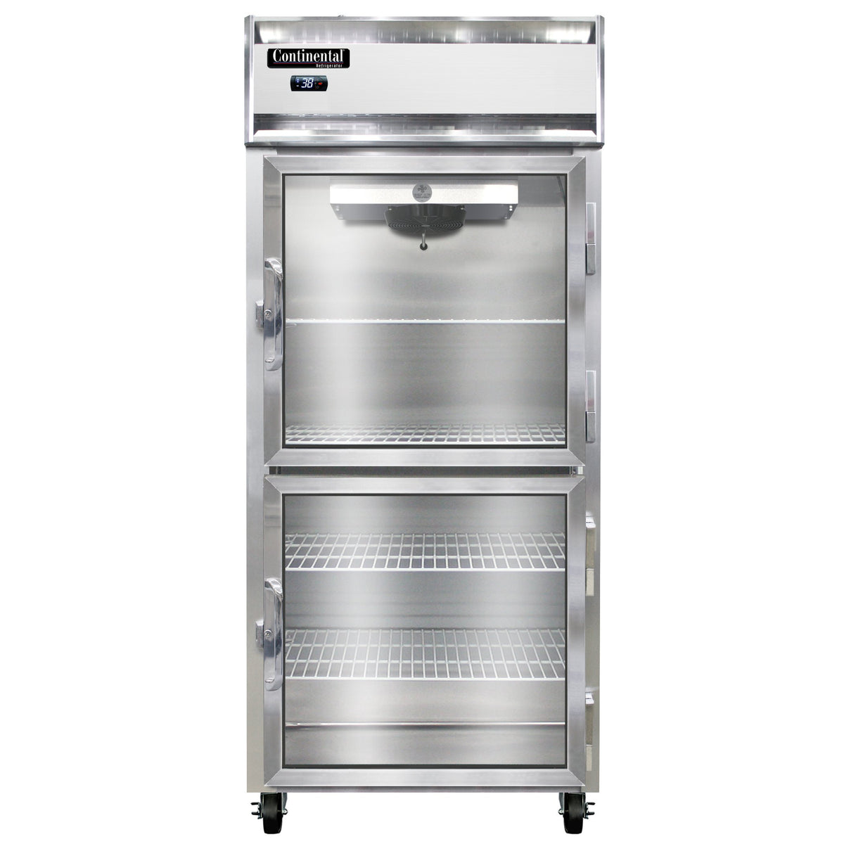 Continental Refrigerator 1RXNGDHD 36.25-Inch Reach-In Glass Door Refrigerator — 2 Doors, Stainless Steel Front