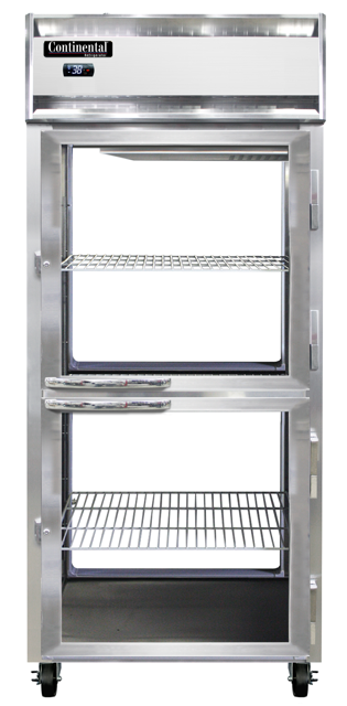 Continental Refrigerator 1RXNPTHD-GD-GD 36.25-Inch Pass-Thru Glass Door Refrigerator — 4 Doors, Stainless Steel Front