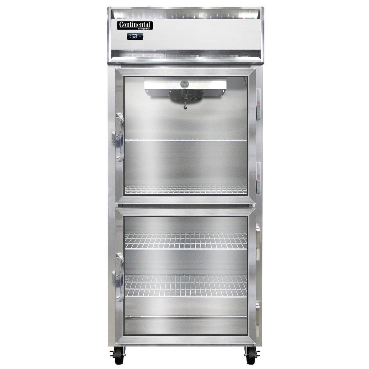 Continental Refrigerator 1RXNSAGDHD 36.25-Inch Reach-In Glass Door Refrigerator — 2 Doors, Stainless Steel Exterior