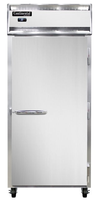 Continental Refrigerator 1RXNSAPT-SD-GD 36.25-Inch Pass-Thru Glass Door Refrigerator — 2 Doors, Stainless Steel Exterior