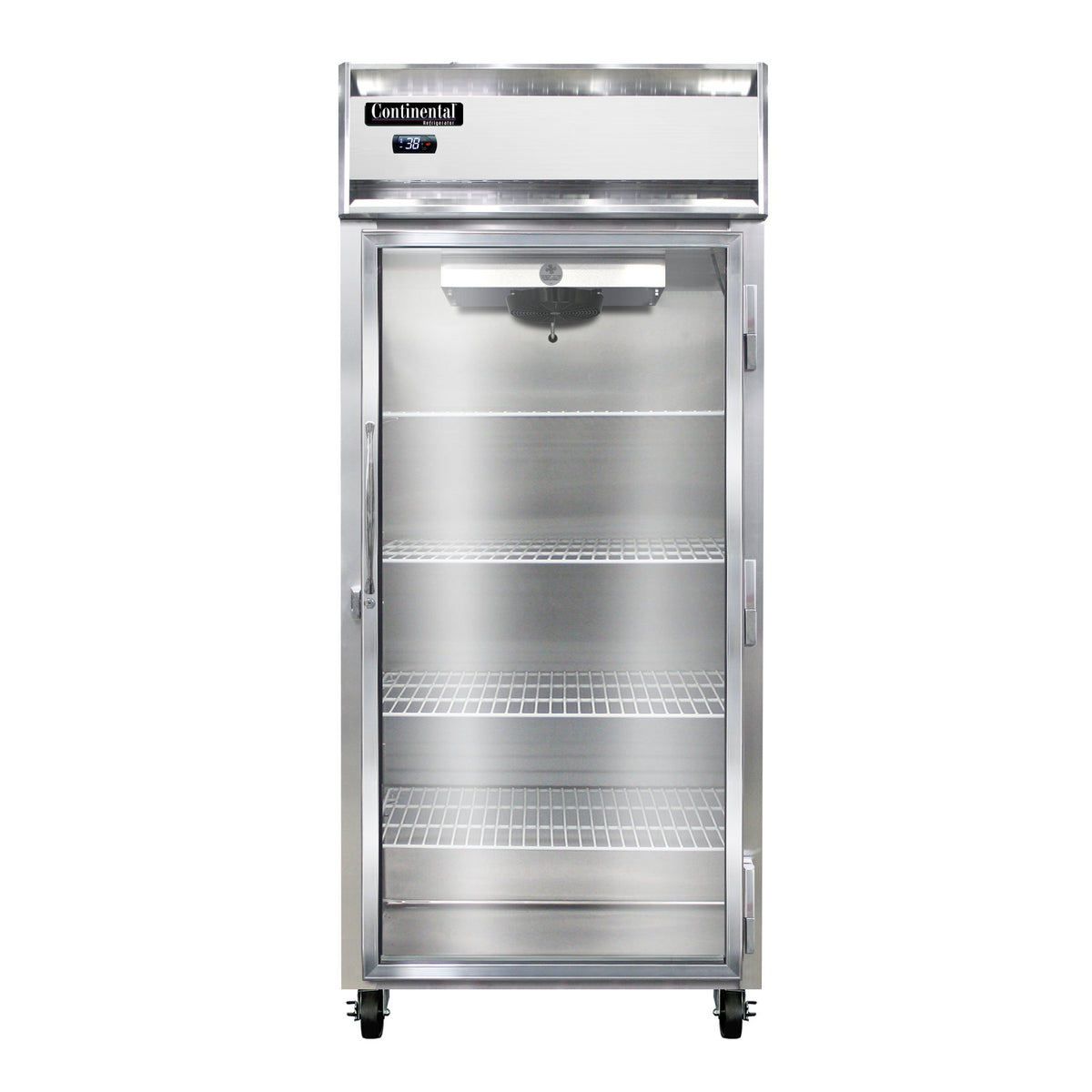 Continental Refrigerator 1RXNSSGD 36.25-Inch Reach-In Glass Door Refrigerator — 1 Doors, Stainless Steel Exterior