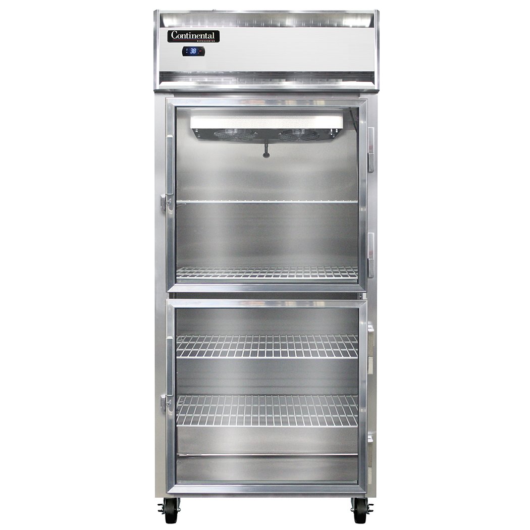 Continental Refrigerator 1RXSNGDHD 36.25-Inch Reach-In Glass Door Refrigerator — 2 Doors, Stainless Steel Front