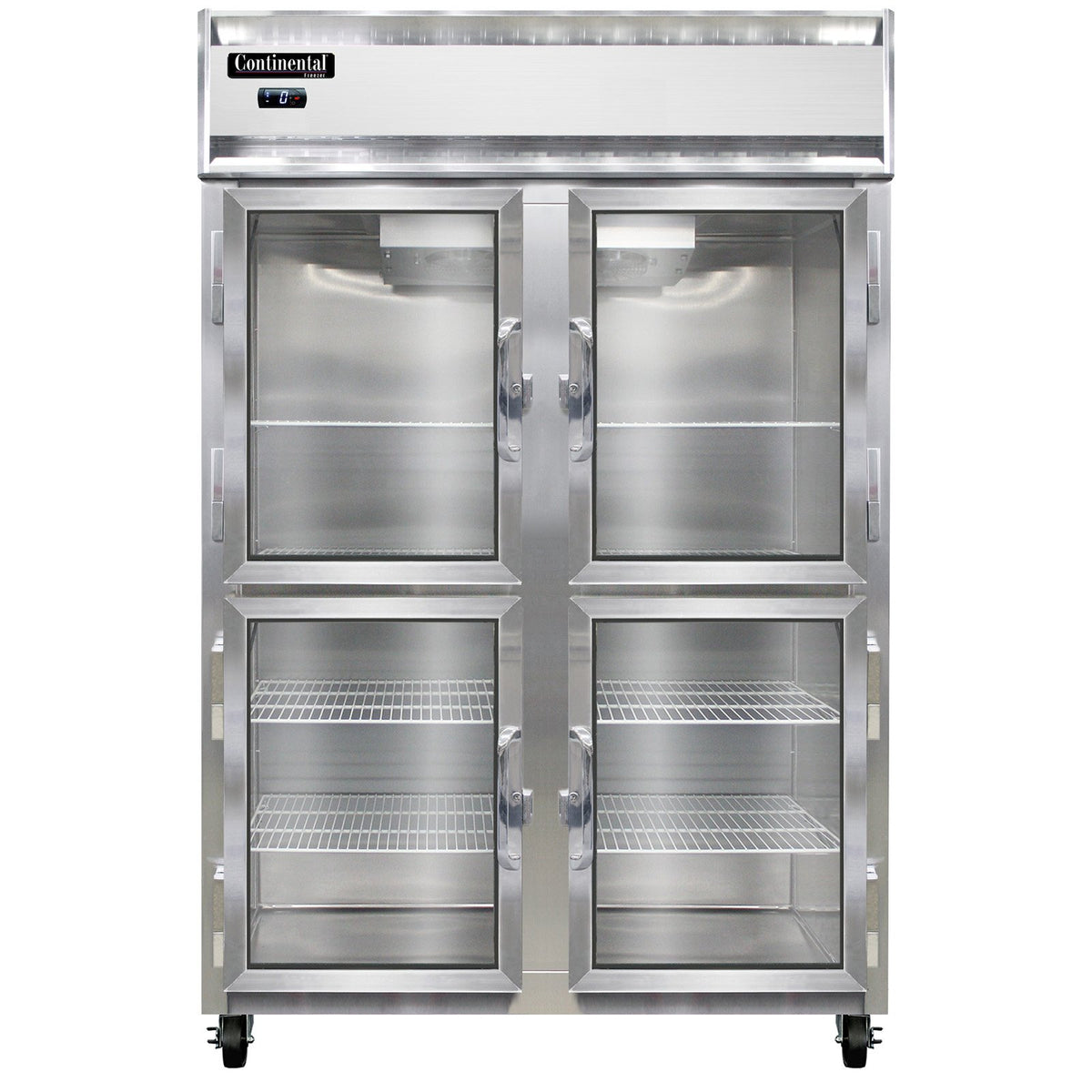Continental Refrigerator 2FNSSGDHD 52-Inch Reach-In Glass Door Freezer — 4 Doors, Stainless Steel Exterior