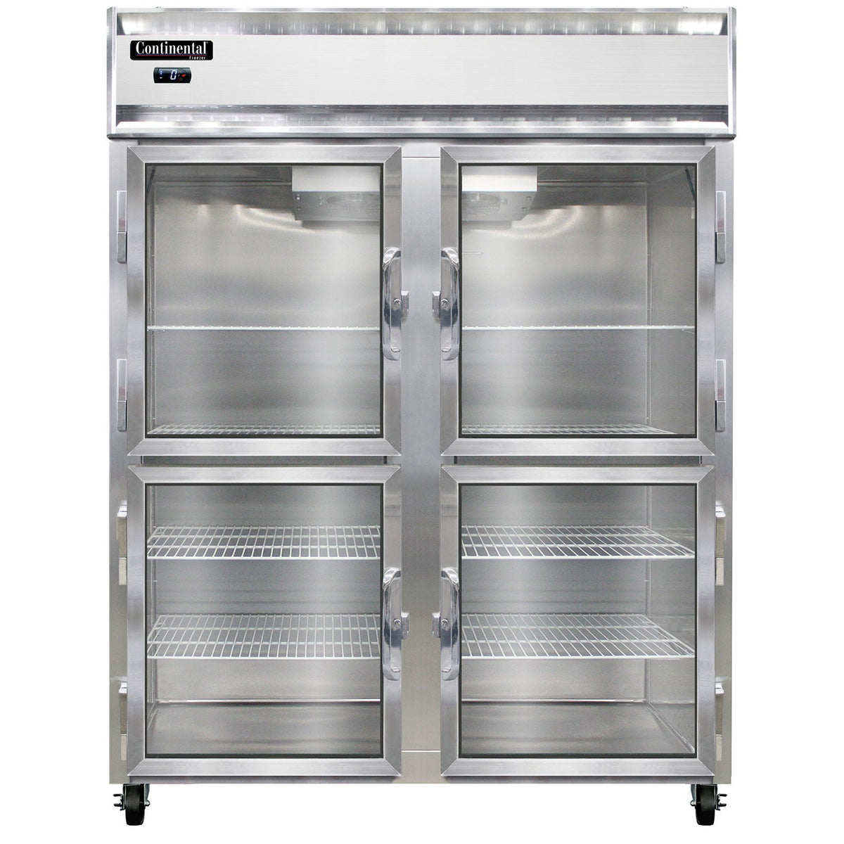 Continental Refrigerator 2FENSAGDHD 57-Inch Reach-In Glass Door Freezer — 4 Doors, Stainless Steel Exterior