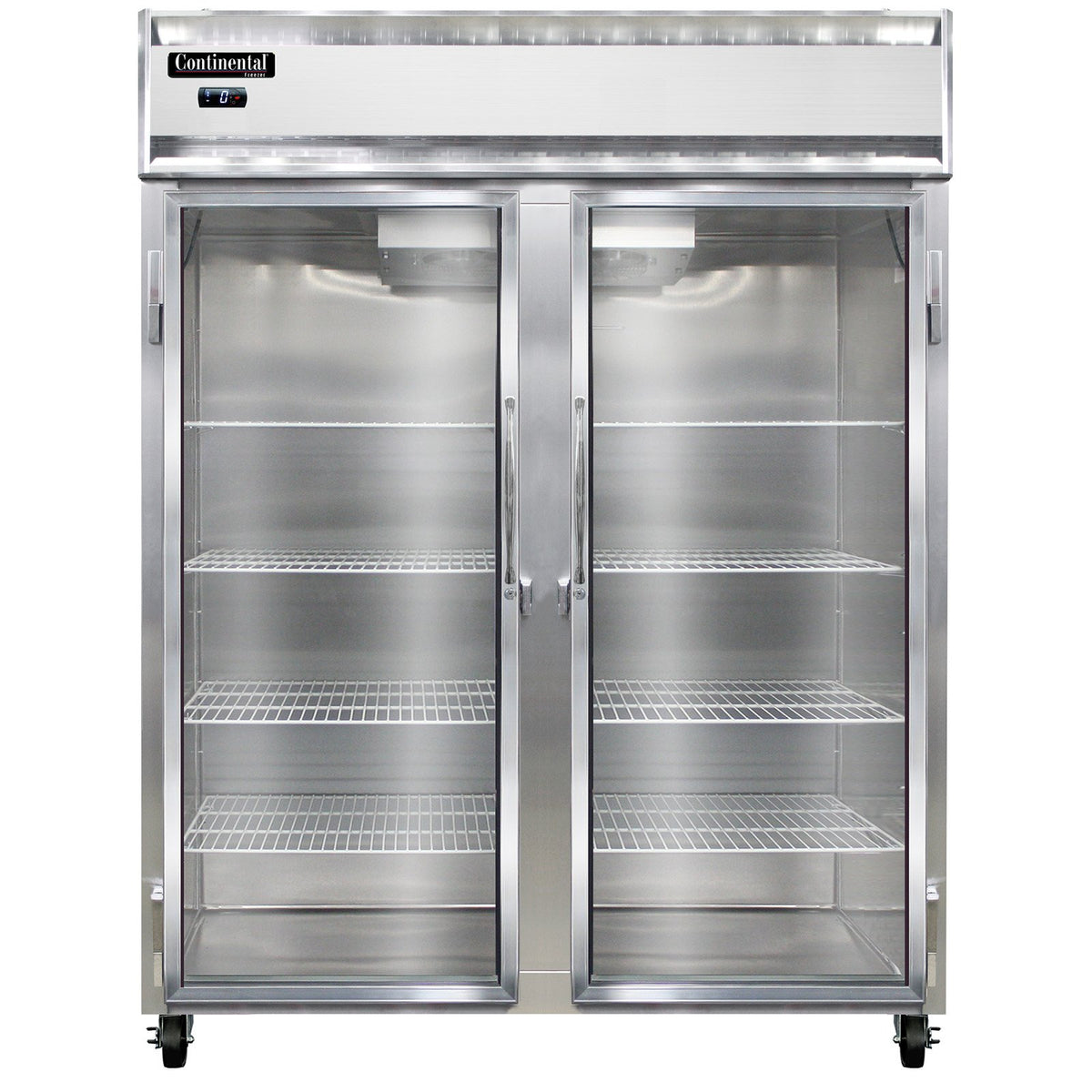 Continental Refrigerator 2FENSAGD 57-Inch Reach-In Glass Door Freezer — 2 Doors, Stainless Steel Exterior