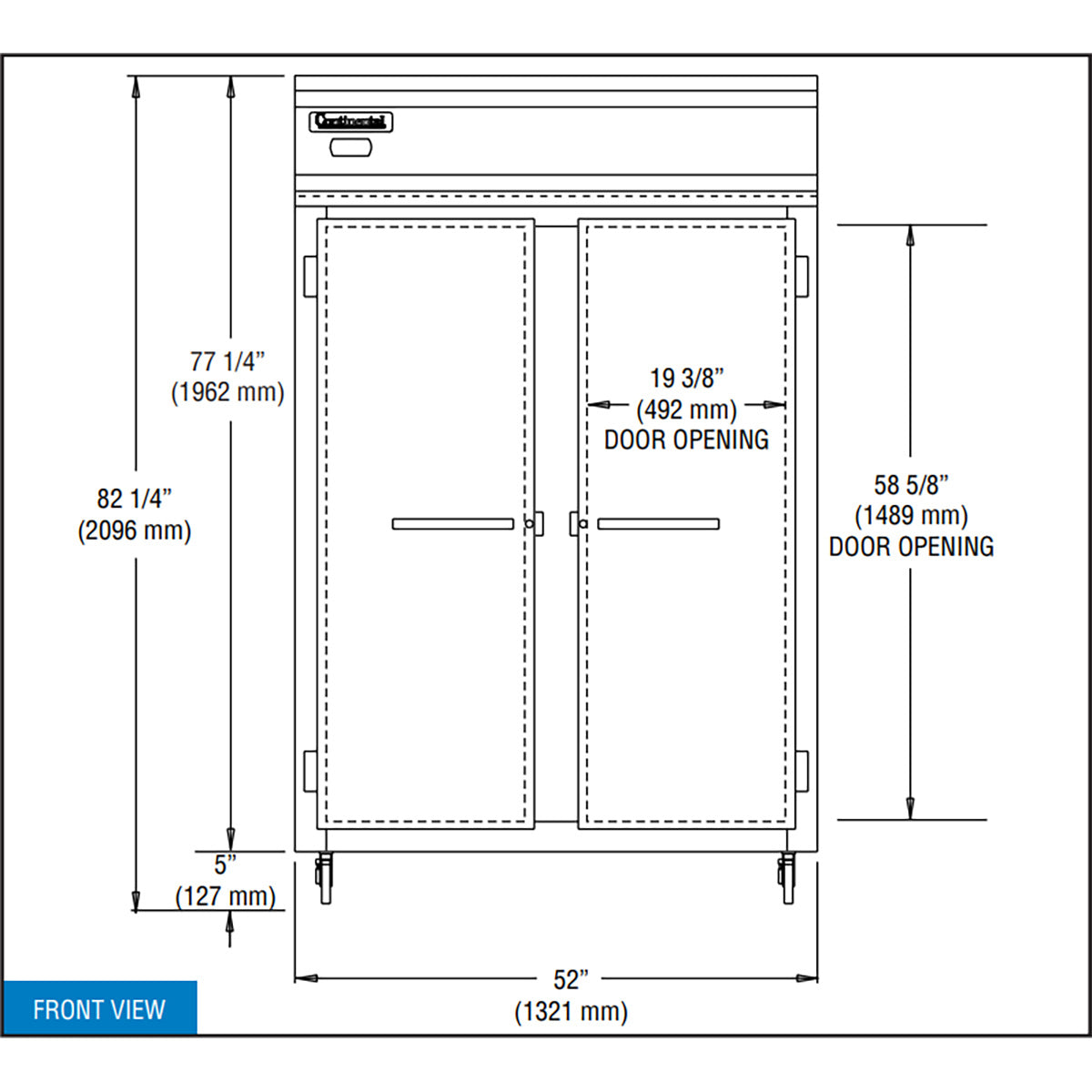 Continental Refrigerator 2FN 52-Inch Reach-In Freezer — 2 Doors, Stainless Steel Front