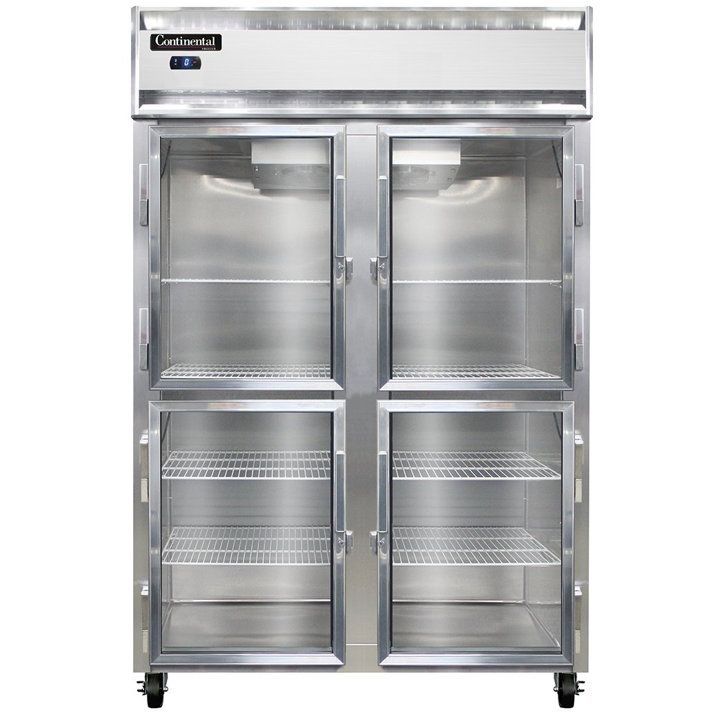 Continental Refrigerator 2FSNGDHD 52-Inch Reach-In Glass Door Freezer — 4 Doors, Stainless Steel Front